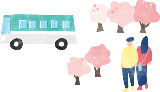 桜とバスイラスト